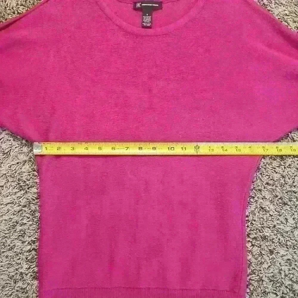 INC International Concepts Cold Shoulder Sweater 3/4 Sleeve Fuscia Size Small - Picture 4 of 5